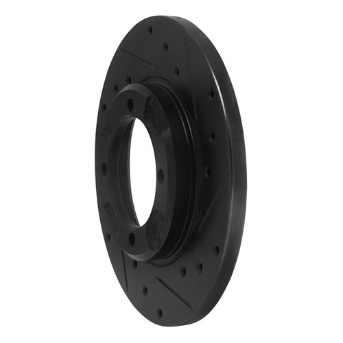 R1 85-91 Dodge COLT Front Right Drilled & Slotted Black Brake Rotor ECB-72002R