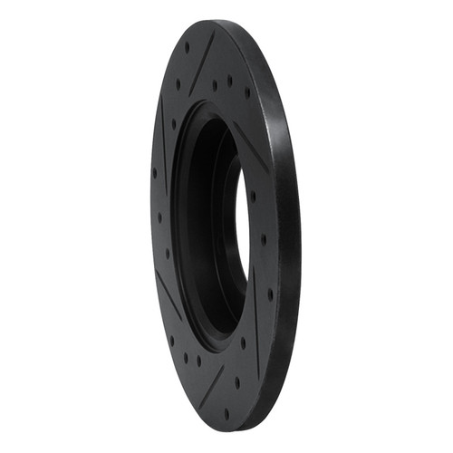 R1 85-91 Dodge COLT Front Right Drilled & Slotted Black Brake Rotor ECB-72002R