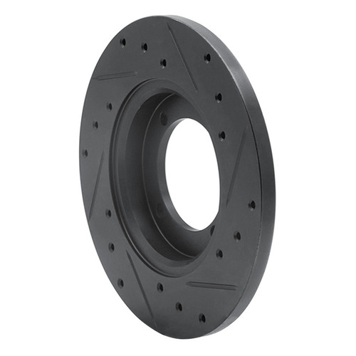 R1 85-91 Dodge COLT Front Left Drilled & Slotted Black Brake Rotor