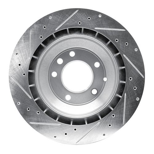 R1 05-18 Porsche CAYENNE Rear Left Drilled & Slotted Silver Brake Rotor