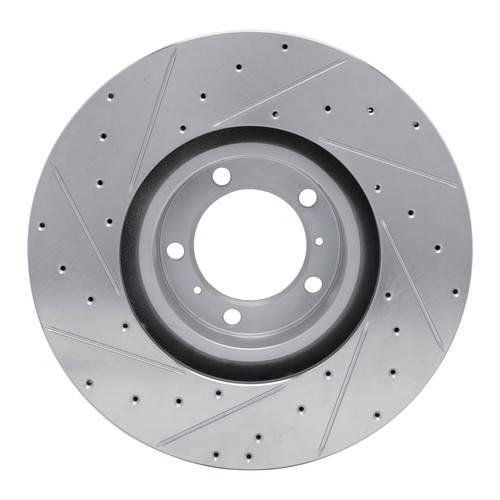 R1 10-24 Audi RS e-Tron GT Right Front Drilled & Slotted Silver Brake Rotor