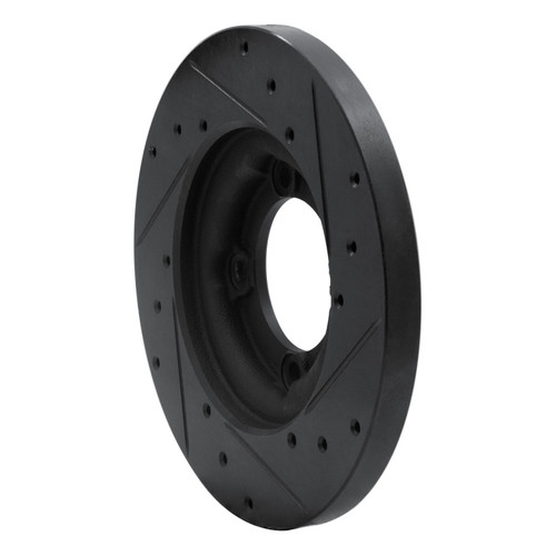 R1 82-84 Mazda B2000 Front Left Drilled & Slotted Black Brake Rotor