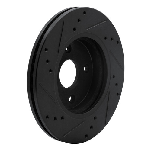 R1 11-15 Mazda 2 (Mexico) Front Right Drilled & Slotted Black Brake Rotor