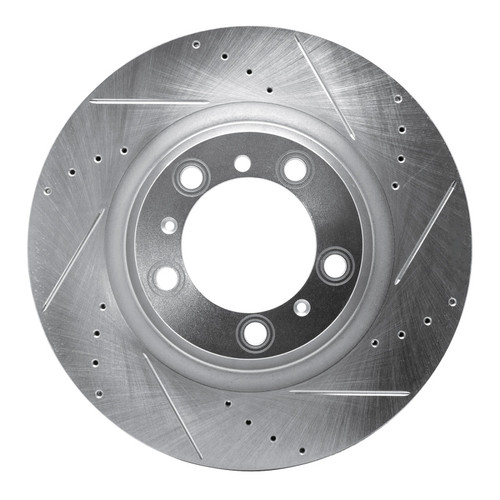 R1 07-16 Porsche 911 Left Rear Drilled & Slotted Silver Brake Rotor