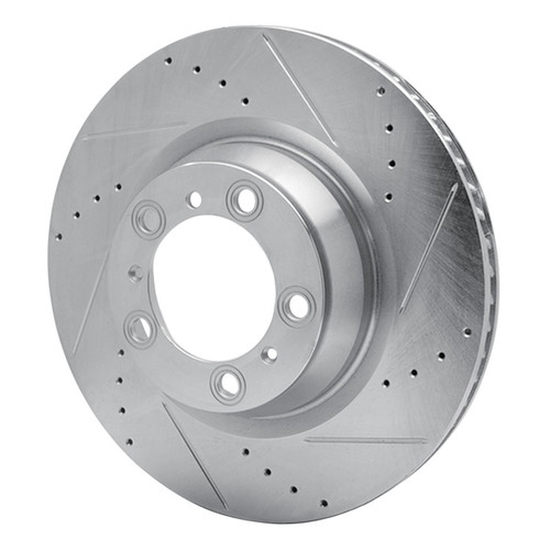 R1 07-16 Porsche 911 Left Rear Drilled & Slotted Silver Brake Rotor
