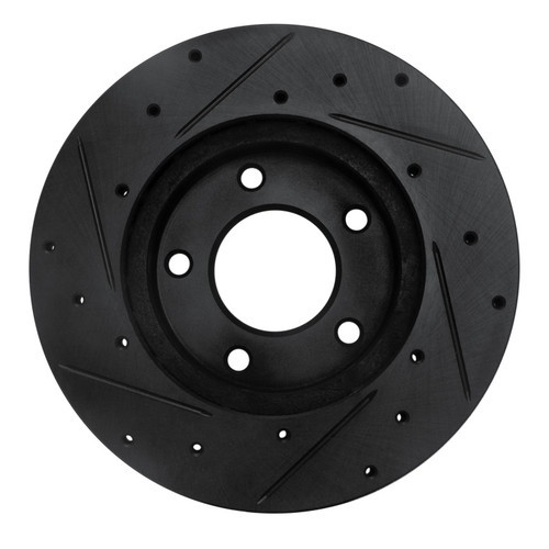 R1 92-03 Mazda 626 Front Right Drilled & Slotted Black Brake Rotor