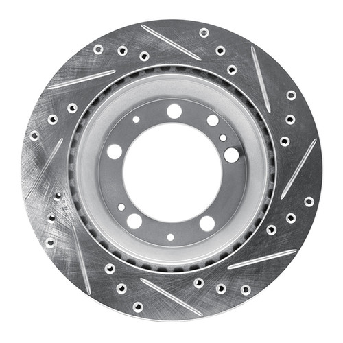 R1 87-89 Porsche 944 Except Turbo Rear Left Drilled & Slotted Silver Brake Rotor