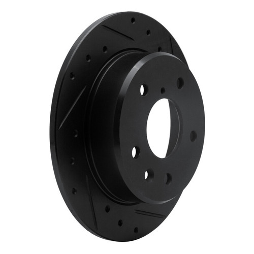 R1 89-91 Mazda RX-7 Rear Right Drilled & Slotted Black Brake Rotor