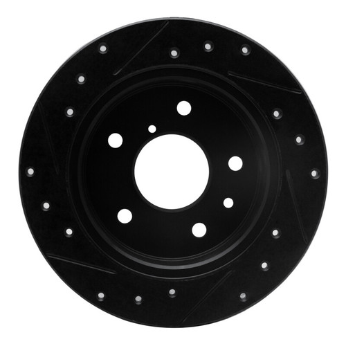 R1 89-91 Mazda RX-7 Rear Right Drilled & Slotted Black Brake Rotor