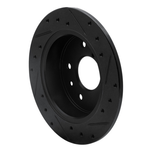 R1 89-91 Mazda RX-7 Rear Left Drilled & Slotted Black Brake Rotor