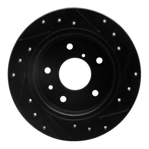 R1 89-91 Mazda RX-7 Rear Left Drilled & Slotted Black Brake Rotor
