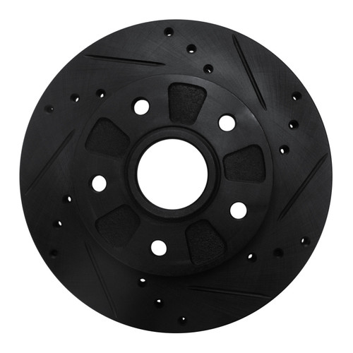 R1 88-91 Mazda 929 Front Right Drilled & Slotted Black Brake Rotor