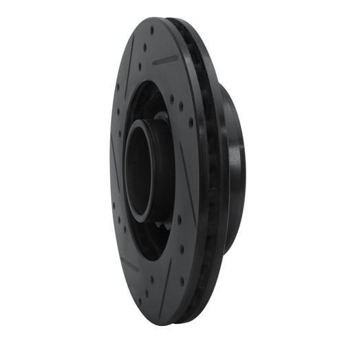 R1 88-91 Mazda 929 Front Right Drilled & Slotted Black Brake Rotor