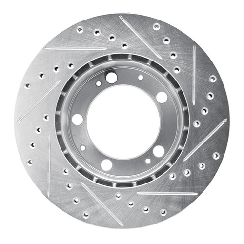 R1 87-89 Porsche 944 Except Turbo Front Left Drilled & Slotted Silver Brake Rotor