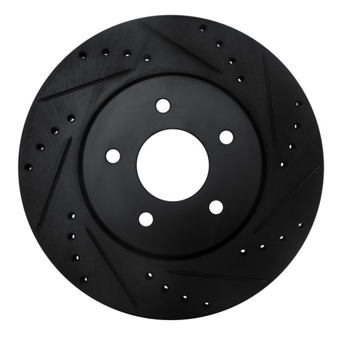 R1 19-24 Infiniti QX50 Rear Right Drilled & Slotted Black Brake Rotor