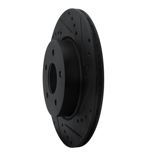 R1 19-24 Infiniti QX50 Rear Right Drilled & Slotted Black Brake Rotor