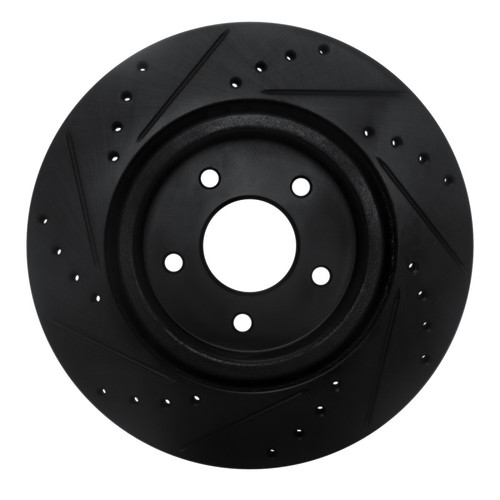 R1 19-24 Infiniti QX50 Rear Right Drilled & Slotted Black Brake Rotor
