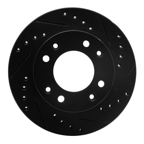 R1 86-88 Mazda RX-7 Front Right Drilled & Slotted Black Brake Rotor