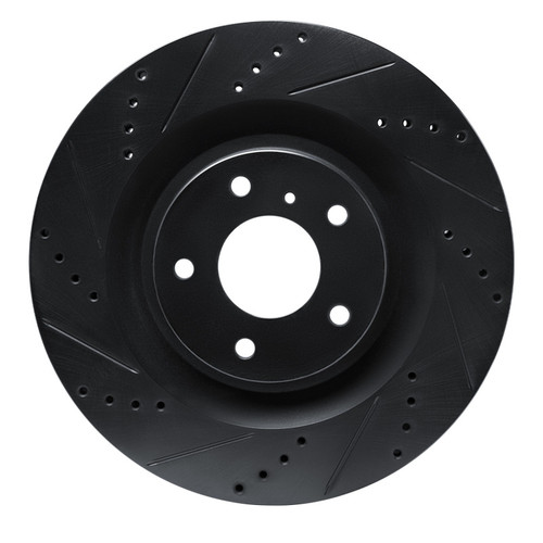 R1 19-24 Infiniti QX55 Front Left Drilled & Slotted Black Brake Rotor