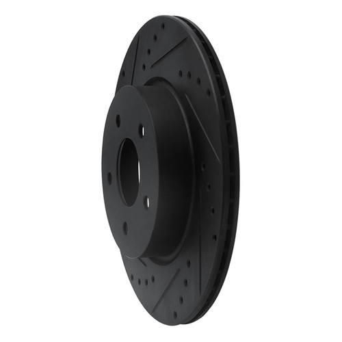 R1 19-24 Infiniti QX50 Rear Left Drilled & Slotted Black Brake Rotor