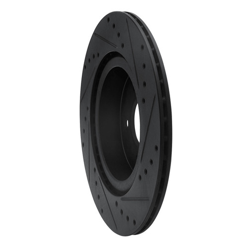 R1 19-24 Infiniti QX50 Rear Left Drilled & Slotted Black Brake Rotor