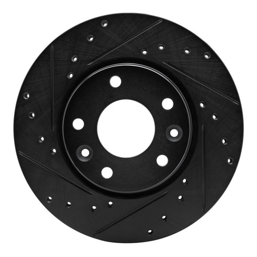 R1 20-25 Nissan SENTRA Front Left Drilled & Slotted Black Brake Rotor