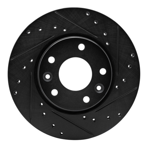 R1 20-25 Nissan SENTRA Front Right Drilled & Slotted Black Brake Rotor