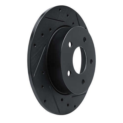 R1 19-25 Nissan Kicks Rear Right Drilled & Slotted Black Brake Rotor