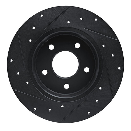 R1 19-25 Nissan Kicks Rear Right Drilled & Slotted Black Brake Rotor