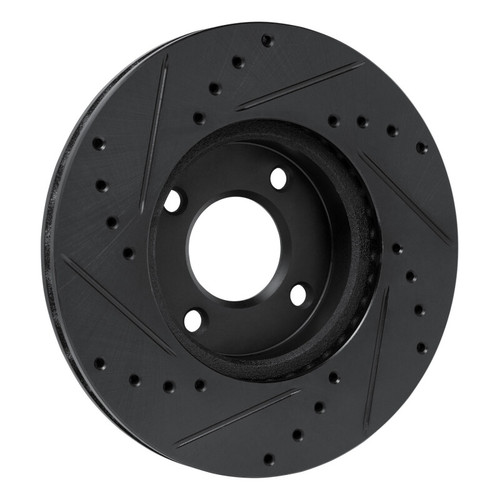 R1 17-25 Nissan Versa Front Right Drilled & Slotted Black Brake Rotor