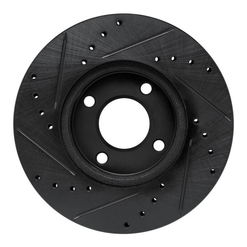 R1 17-25 Nissan Versa Front Right Drilled & Slotted Black Brake Rotor
