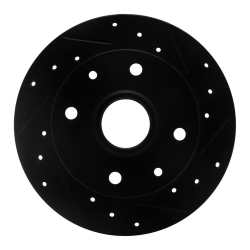 R1 81-85 Mazda RX-7 Rear Right Drilled & Slotted Black Brake Rotor