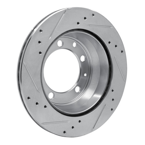 R1 77-88 Porsche 924 Rear Right Drilled & Slotted Silver Brake Rotor