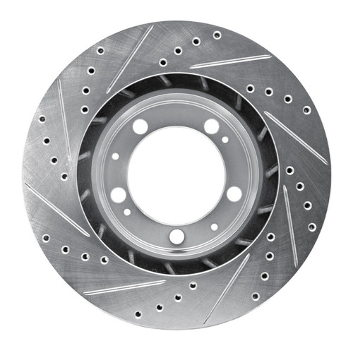 R1 86-91 Porsche 928 Left Front Drilled & Slotted Silver Brake Rotor