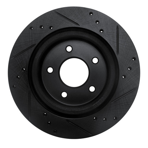 R1 17-25 Nissan X-Trail (Mexico) Rear Left Drilled & Slotted Black Brake Rotor