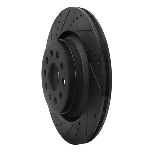 R1 17-24 Maserati LeVante Rear Left Drilled & Slotted Black Brake Rotor