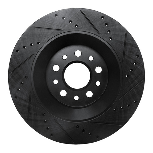 R1 17-24 Maserati LeVante Rear Left Drilled & Slotted Black Brake Rotor