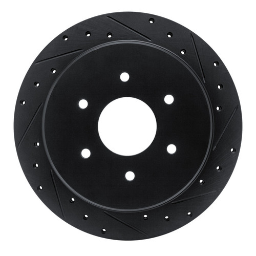 R1 17-24 Nissan Titan Rear Right Drilled & Slotted Black Brake Rotor
