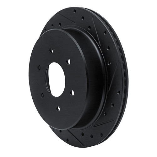 R1 17-24 Nissan Titan Rear Right Drilled & Slotted Black Brake Rotor