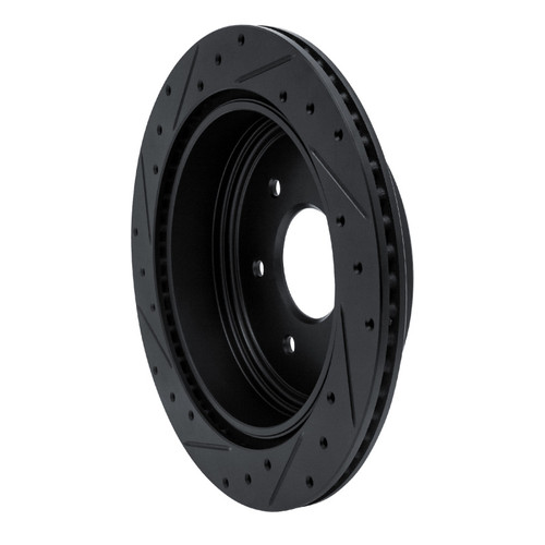 R1 17-24 Nissan Titan Rear Right Drilled & Slotted Black Brake Rotor