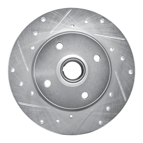 R1 76-84 Porsche 924 Front Left Drilled & Slotted Silver Brake Rotor