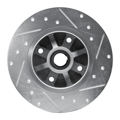 R1 76-84 Porsche 924 Front Left Drilled & Slotted Silver Brake Rotor