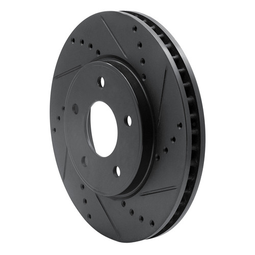 R1 11-25 Chevrolet City Express Front Right Drilled & Slotted Black Brake Rotor