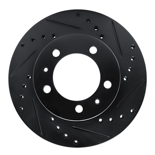 R1 87-88 Nissan Van Front Right Drilled & Slotted Black Brake Rotor