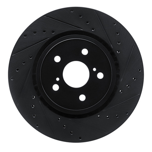 R1 21-25 Toyota RAV4 Prime (Plug-in Hybrid) Front Right Drilled & Slotted Black Brake Rotor