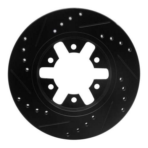 R1 85-97 Nissan D21 Pickup RWD (4 Cyl Excl HD) Front Right Drilled & Slotted Black Brake Rotor