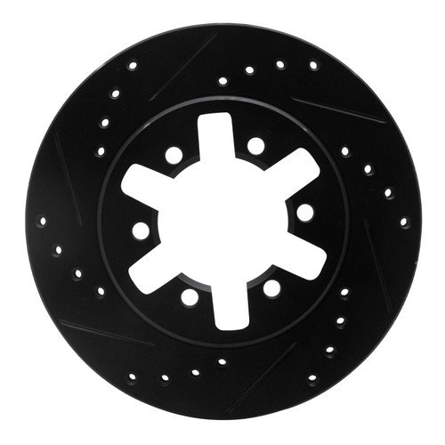 R1 85-97 Nissan 720 DATSUN Front Left Drilled & Slotted Black Brake Rotor