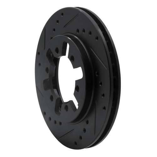 R1 85-97 Nissan 720 DATSUN Front Left Drilled & Slotted Black Brake Rotor