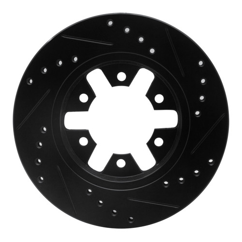 R1 85-97 Nissan 720 DATSUN Front Left Drilled & Slotted Black Brake Rotor