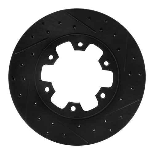 R1 83-85 Nissan 720 DATSUN Front Right Drilled & Slotted Black Brake Rotor